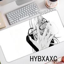 HYBXAXC Black  White Manga Mouse Pad NonSlip Rubber Desk Mat Aesthetic Anime Girl with Glasses for Gaming 800x400x2mm