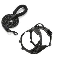 No Choke Adjustable Reflective Harness Soft Padded Reflective No-Pull Vest Leather Comfortable Dog Harness Large Dogs