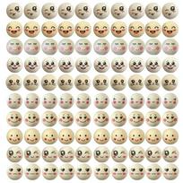 100 Pcs Wooden Ball with Face Wooden Beads 20mm Natural Bead for DIY Craft CN