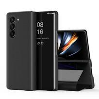 High-end Leather Flip Case For Samsung Galaxy Z Fold 7 6 5 4 3 5G Plating Mirror Smart View Business Anti-fall Protective Cover Galaxy Z Fold7