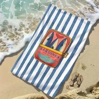 Vintage Sardines Beach Towel Retro Fish Can Design Quick Dry Microfiber Large Sandproof Towel for Summer Swimming Pool Vacation 50X100cm &1pc