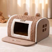 Winter Dog Kennel Warm Dog House Mat Detachable Washable Dogs Bed Nest Deep Sleep Tent for Medium Large Dogs House Dog Supplies (as the picture,S-35X30X30CM)