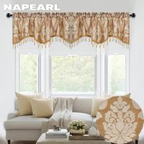 2Vnt. NAPEARL Žakardo šukuotų užuolaidų užuolaidų puošmena karoliukais, skirta svetainei lango strypo kišeninė uždanga 2PC W132cm x L46cm ruda