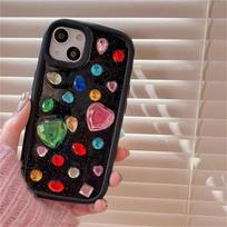 Korėjos mielas meilės širdies deimantinis epoksidinis blizgus telefono dėklas, skirtas iPhone 14 13 12 11 Pro Max Y2k brangakmenių smūgiams atsparus minkštas dangtelis Funda For iPhone 14Pro