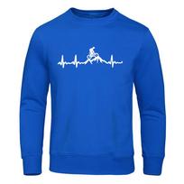 Bicycle Mountaineering Electrocardiogram Men Sweatshirts Autumn Oversize Hoodies Casual Hoodie Loose Soft Unisex Top S blue