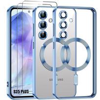 Case for Samsung Galaxy S25 Plus (S25+), with Blue Magnetic Circle + 2 Tempered Glasses - BOOLING® mėlyna