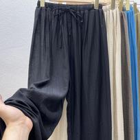 Solid Drawstring Straight Sweatpants Women Thin Ice Silk Wide-leg Pants High Waist Soft Cotton Trousers Casual Vintage Streetwear Sport Long Pant Y2k M juoda