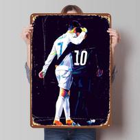 C Ronaldo and Neymar Poster Football Player Tinplate Signs Things for Room Design Customized Metal Sign for Wall Art Decoration 7.9x11.8In(20x30cm)