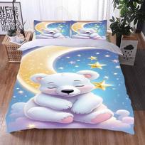 Cute Teddy Bear Children's Adult Down Duvet Cover Cartoon Animal Bedding, Colorful Comfortable Full Size Down Duvet Cover De 90x200cm blue