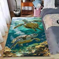 Sea Turtle Coral Reef Ocean Underwater Pattern Carpet Decoration Suitable for use as an anti-slip for living room bedroom sofas 40x60cm( 15x23in )
