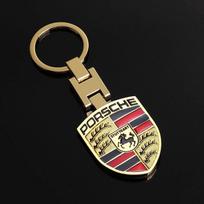 UQMW3 Automobilio emblemos raktų pakabukas H sagtis Dvigubo šono raktų žiedas Porsche Cayenne Panamera Macan 911 718 Taycan Boxster Cayman 918 Pajun auksas