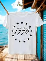 Crew Neck Tshirt - White with Bold Black 1776 Stars Print S įvairiaspalvis