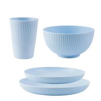 Wheat Straw Cutlery Set 4Pcs Bowl Cup Dish Set Portable Tableware Set Dinnerware Kits for Picnic Camping