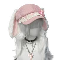 Elegant Beret With Rabbit Ears Strawberry Design Cosplay Costume Headpiece For Women Girl Birthday Party PhotoShoots rožinė