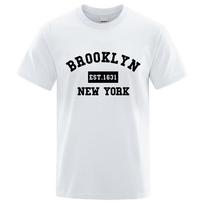 Brooklyn Rytų. 1631 Niujorko užrašo marškinėliai vyrams, kasdieniai laisvi marškinėliai vasarai, medvilniniai viršūnės, madingi kvėpuojantys marškinėliai, drabužiai S įvairiaspalvis