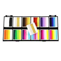 12-Color Rainbow Water-Based Body Paint Palette for Children's Face & Stage Art 120g yellow