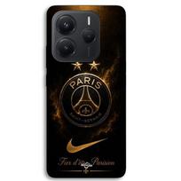 Case For Xiaomi Redmi Note 14 5G PSG double champion et fier, black and gold Maniacase juoda