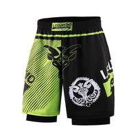 Anti-Light Exposure Compression Shorts for Muay Thai & Multi-Sport: Double-Layer Combat Fighting Gear black