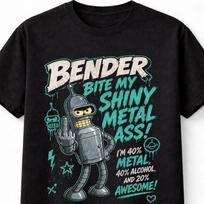 Benderis Futurama Retro Robotų Komedija SciFi Animacinis Unisex Marškinėliai L blue