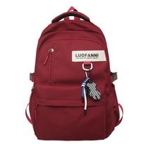 School Bag Female Fashion Junior High School Student High School Student Large Capacity Backpack Simple Travel Backpack Male single pack raudona