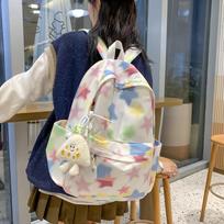 School Bag Female High School College Student Junior High School Student Campus Backpack Versatile Contrasting Color Rainbow Striped Backpack single pack balta