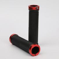 Rubber Mtb Grips Alloy Cuffs Bilateral Lock Bicycle Handle Grip Anti-Skid Cycling Handlebar Sleeve Bmx Bike Accessories raudona