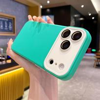 Contrast Color Silicone Phone Case For Iphone 11 12 13 14 15 16 17 Pro Max 14 15 16 Plus 17 Air Lens Film Protection Phone Shell For iPhone 11Pro žalia