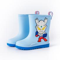 Ultraman Kids' Mid-Calf Drawstring Rain Boots - Boys' Warm Velvet, Anti-Slip Design Size 220 (22cm Inner Length)