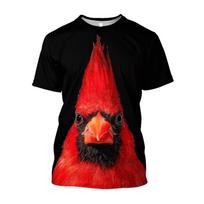 Fashion 3D Cardinals Printed Men T-shirts Casual Baggy Bird Graphic Funny Tops Aesthetic Light Academia Clothing New Tees 5XL