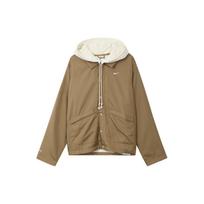 Nike Therma-FIT Standard Issue Large Logo Print Pocket Button Hooded Jacket Men Outerwear Wood-Brown FB1833-258 M white
