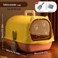 Odor-Proof Splash-Proof Oversized Enclosed or Semi-Enclosed Cat Litter Box Includes Extra Large Litter Scoop orange