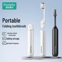 PROTEFIX Orthodontic Folding Travel Toothbrush juoda