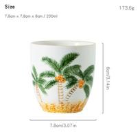 Novelty Funny Hand Painted Palm Tree Camel Ceramic Coffee Cup Mug For cappuccino Latte Espresso Cup 230ML 201-300ml juoda