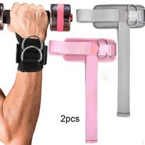2 Pieces Weightlifting Wrist Straps Fitness Equipment Wraps for Bodybuilding rožinė