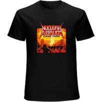 YELIYA Nuclear Assault Game Over Vintage T Shirt Short Sleeve Funny Top Black S juoda