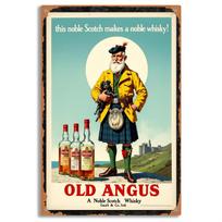 Vintage Old Angus Whisky Metal Tin Sign  Retro Scottish TartanClad for Man  Dog Wall Art PreDrilled for Easy Hanging for H 20x30cm（7.8x11.8inch）