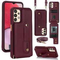 Lanyard Leather Wallet Phone Case for Samsung Galaxy S26 S25 Edge S24 Ultra S23 Plus S22 A17 A56 A36 A26 A16 A55 A15 A54 Cover Samsung S22 Plus