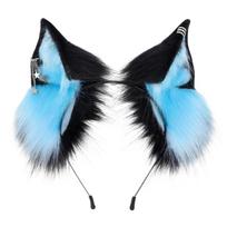 Realistic Animal Ear Hair Clip Plush Hairband With Cats Design For Cosplays Daily Purple Green mėlyna