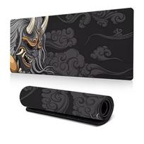 Japanese Oni Hannya Mask Gaming Mouse Pad Large Extended Desk Mat Traditional Cloud Pattern NonSlip Base 800x300x2mm