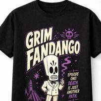 Grim Fandango Retro Adventure Skeleton Gamer Unisex TShirt S black