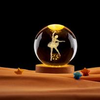 Ballet Girl 3D Crystal Ball Night Light Ornament - Birthday & Qixi Festival Gift
