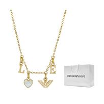 Emporio Armani  Fashionable Light Luxury Diamond LOVE Eagle Logo Love Pendant Clavicle Chain Stainless Steel Necklace Women's Original bag ruda