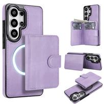 2 viename Nuimamas Stiprus Magnetinis Kortelių Laikiklis Dėklas Samsung S26 Ultra S25 Plus S24 S23 A56 A26 A36 Vertikali Kišenė Maišelis Dangtelis Galaxy S22 5G violetinė