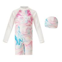 2025 Trendy Girls' Long Sleeve Sun Protection One-Piece Swimsuit for Beach Vacations. 06 (110 cm) white