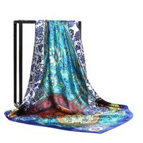 Vogue Foulard Satin Square Silk Scarf Šalikai Aukštos kokybės 1vnt 90*90cm Skaros Šalikai Elegantiškos Populiarios Moterys 90-90cm