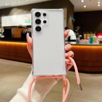 Lanyard Clear Case For Samsung Galaxy S24 Ultra S23 S22 Plus S20 S21 FE A55 A54 Crossbody Strap Hard Acrylic Shockproof Cover For S22&Case & Strap