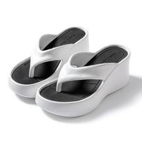 Women's Clip Toe Wedge Flip Flops Summer Chunky Platform Beach Sandals Woman Thick Sole High Heeled Eva Slippers Slides 39EU/CN39-40 balta