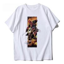 Genuine Deadpool T-Shirt Superhero Deadpool Wolverine Cotton Men's T-Shirt Loose Comfortable Short Sleeve S white