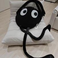 Long hands and long feet, black coal ball throw pillow, cute coal ball monster doll, cushion pillow, plush toy gift, funny doll. 90cm