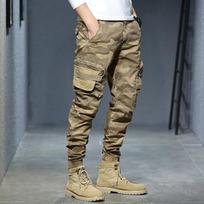 Joggers Cargo Pants Vyriškos laisvalaikio kelių kišenių vyriškos kelnės Sportinės kelnės Streetwear Taktinės kamufliažinės kelnės 29 chaki
